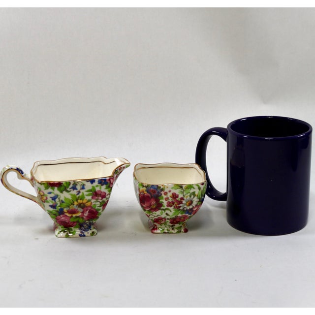 Mid 20th Century Royal Winton Grimwades Summertime Chintz Pattern Creamer and Open Sugar Bowl For Sale - Image 11 of 11