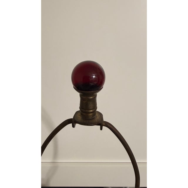 Red Vintage Ruby Porcelain Courting Scene Table Lamps With Gilt Accents — Pair For Sale - Image 8 of 12