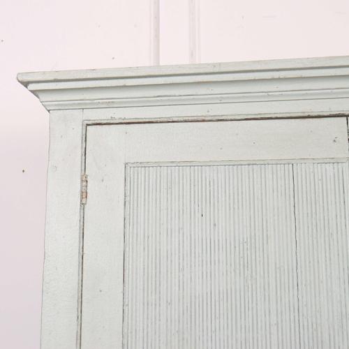 19th C French painted linen cupboard with shelved interior. 1840 Shelf depth - 10.5(27cm) This piece is designed in the...