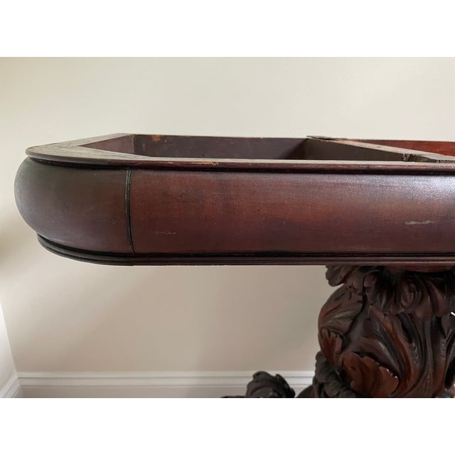 Hand Carved Late 19th C. Continental Rococo Revival Mahogany Flip‑Top Gueridon / Salon Table For Sale - Image 4 of 11