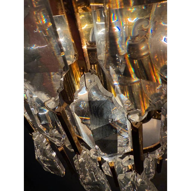 Hollywood Regency Lead Crystal and Gold Wall Lights, Palwa, 1970s, Set of 2 For Sale - Image 4 of 18
