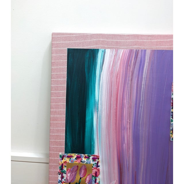 "Reasonable Assumptions" Contemporary Abstract Floral Textile Mixed-Media Painting by Frances Sousa For Sale - Image 6 of 6