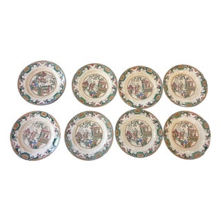 Plates with Chinese Pattern from Boch Frères, 1890s, Set of 8 For Sale