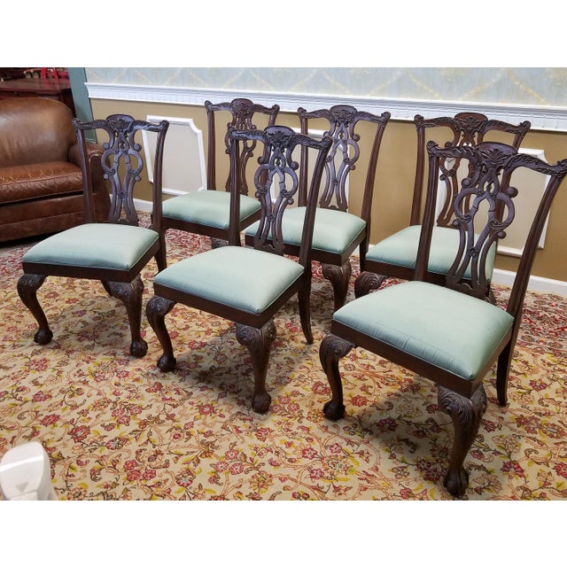 Ethan Allen Mahogany Chippendale Style Chauncey Dining Room Side Chairs Set of 6 Chairish