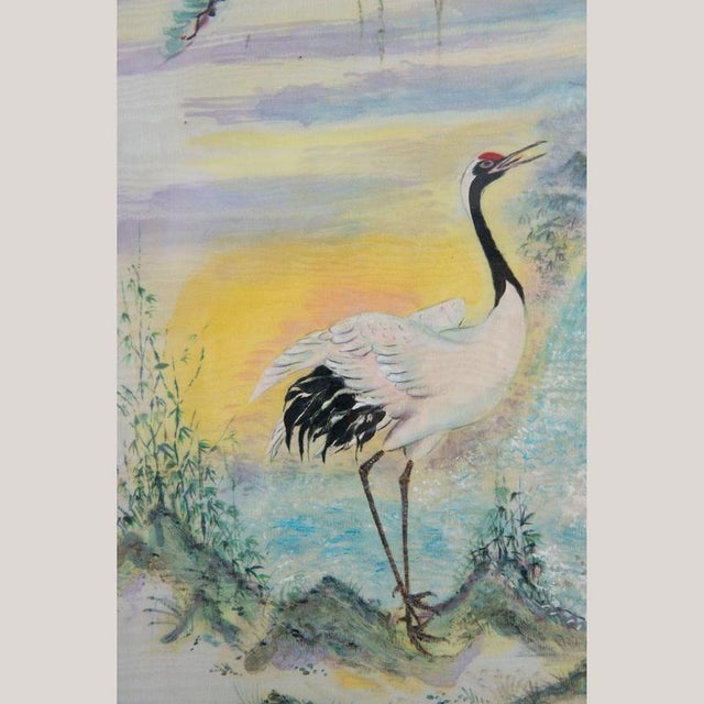 Xue Hua, Pine and Cranes Landscape, Oil on Canvas For Sale - Image 5 of 7