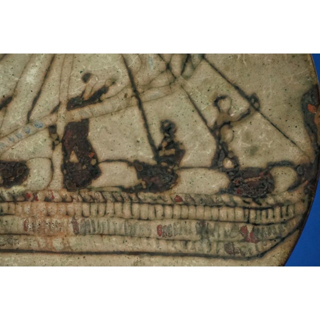 Fire-Enamelled Copper Plate with Odyssey Ulysses Voyage Motig from B.M.B. Manufacture, Florence, 1920s For Sale - Image 15 of 18