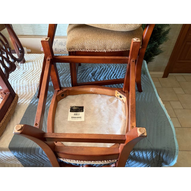 2000 - 2009 Pulaski Carved Mahogany Dining Chairs With Custom Upholstered Seats For Sale - Image 5 of 6