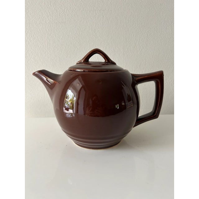 Art Deco Mid-Century Brown Art Deco McCoy Tea Pot For Sale - Image 3 of 8