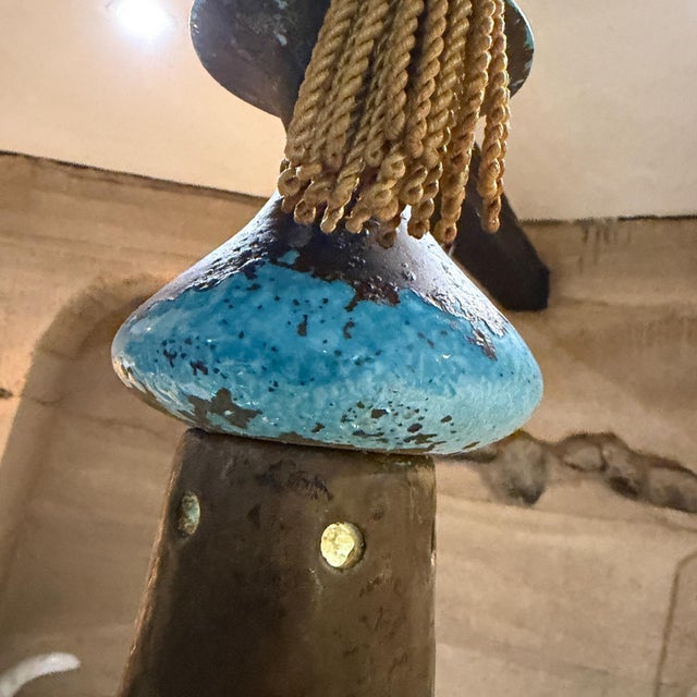 1960s Italian Striped Ceramic Pendant Chandeliers Rimini Blue Bitossi Era For Sale - Image 5 of 18