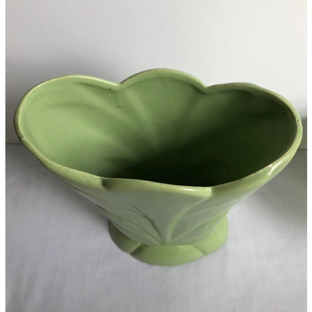 Vintage Green Pottery Vase and Stand - 2 Pieces For Sale - Image 4 of 8