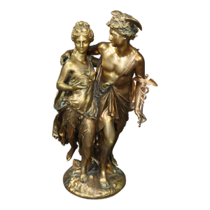 Signed Jean- Louis Gregoire Neoclassical Bronze Statue of Mercury & Pandora