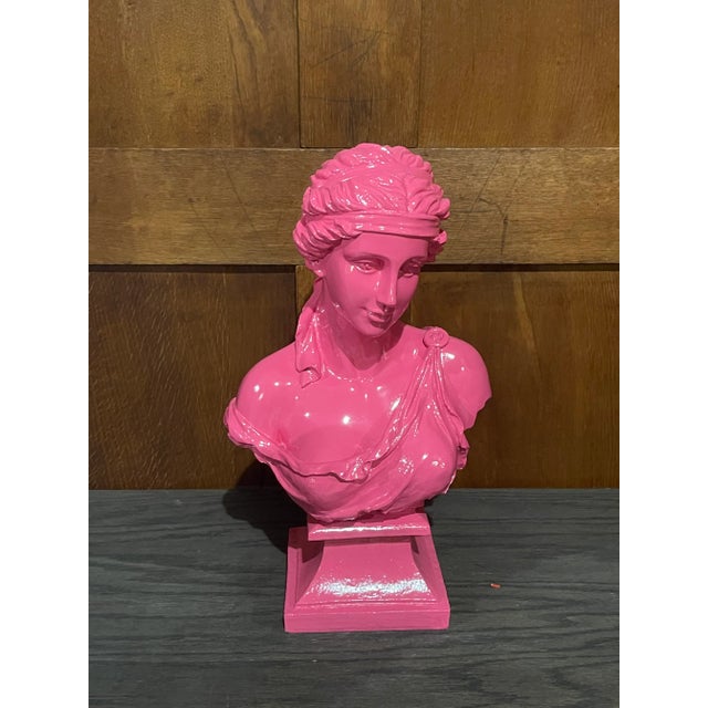 Late 20th Century Late 20th Century Custom Pink Gloss Lacquer Finish Figural Bust of an Ancient Woman For Sale - Image 5 of 5