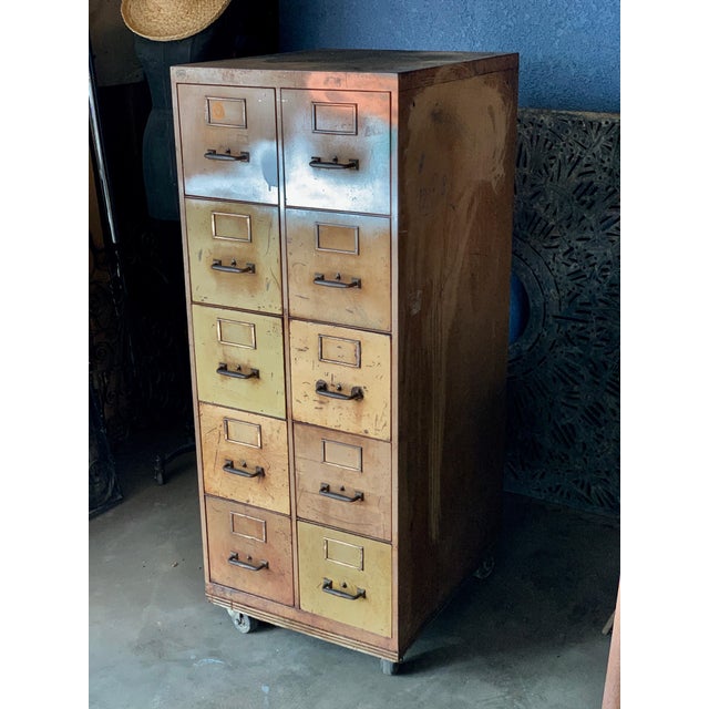 Vintage Industrial Rolling 10Drawer Metal File Chairish