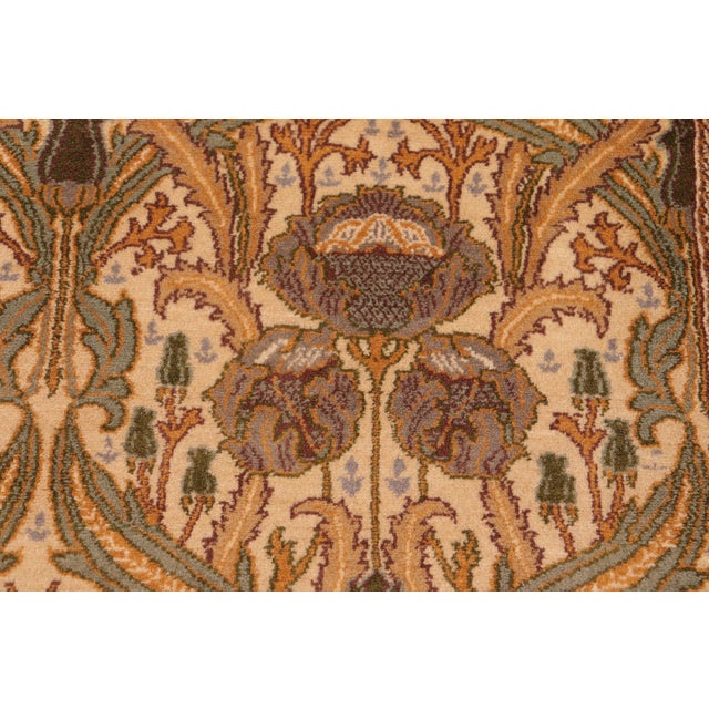 Art Nouveau Inspired 1990's Pak-Persian Beige/Green Wool Rug - 6'1'' X 9'9'' For Sale - Image 4 of 9