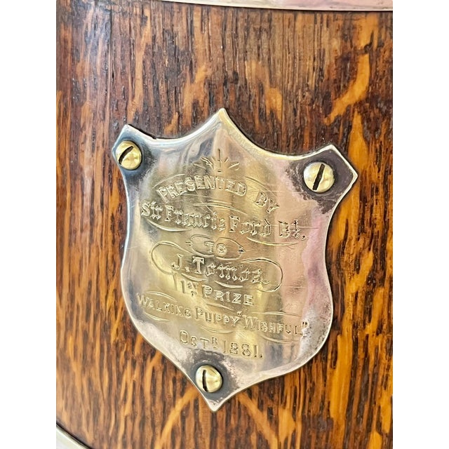 Antique English 1st place trophy loving cup. Engraved with: Presented by Sir Francis Ford B to J. Tombs 1st Prize Walking...