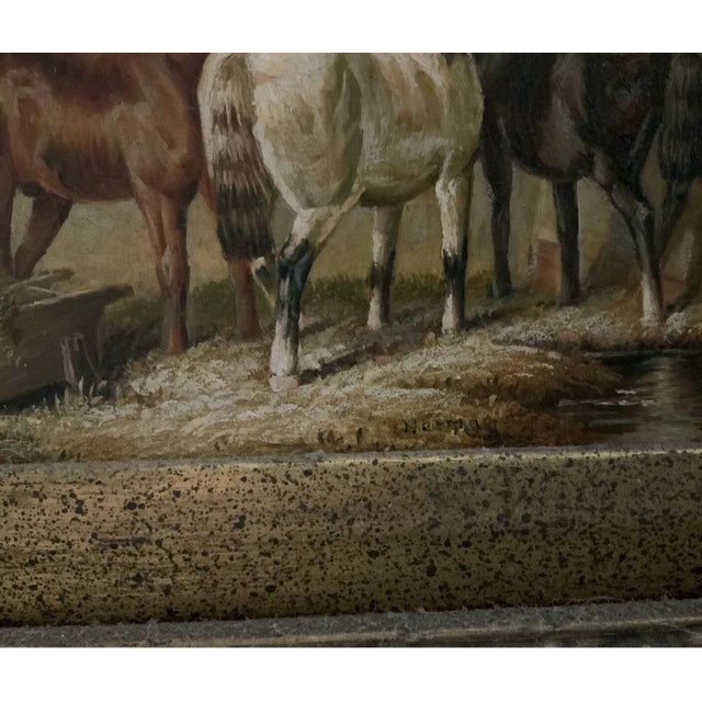 19th Century Oil Painting of Horses With Gilt Frame by Biggs & Sons London For Sale In Chicago - Image 6 of 10