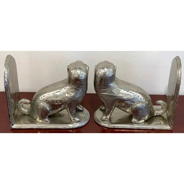 Mid 20th Century American Folk Art Tin Clad Pug Dog Bookends - a Pair For Sale - Image 9 of 12
