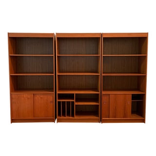 Late 20th Century Teak Veneer Bookcases Set of 3 For Sale