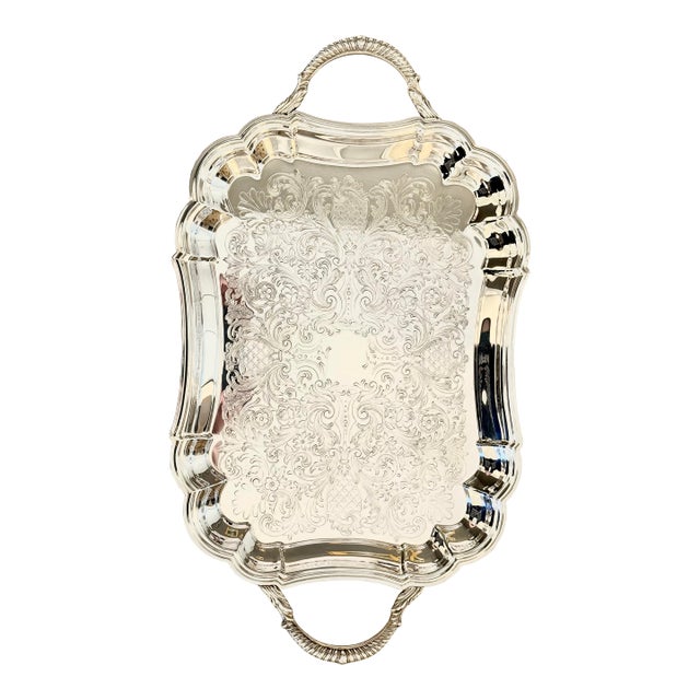 Vintage Silver Plated Holiday Serving Tray Viking Plate Canada For Sale