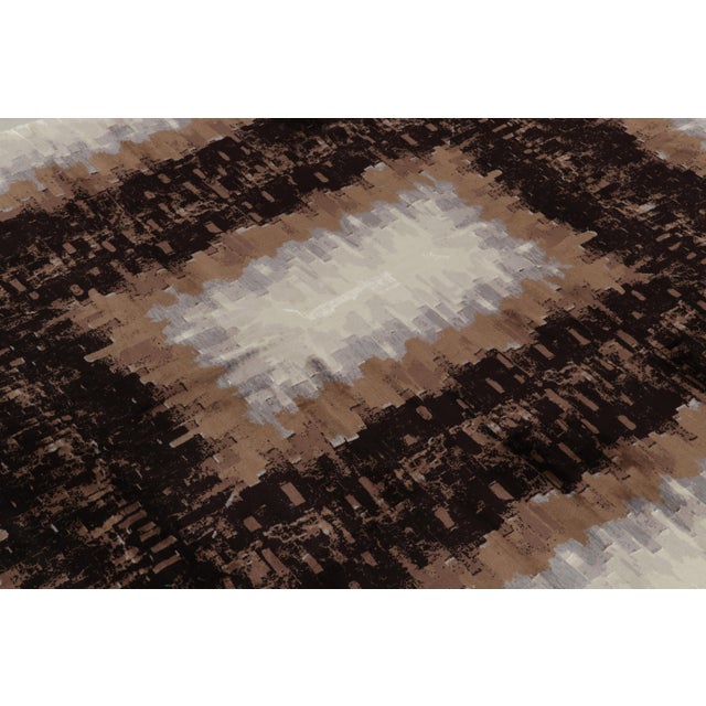 Rug & Kilim Rug & Kilim’s Art Deco Style Contemporary Rug in Brown, Black and Gray Patterns For Sale - Image 4 of 7