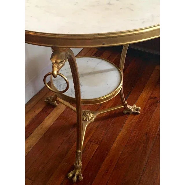 Early 20th Century Antique French Gilt Bronze and White Marble Round Gueridon Table For Sale - Image 5 of 11