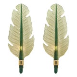 Murano Glass Green Leaf Sconces For Sale