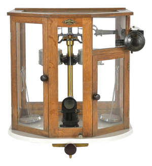 Scales in Wood and Gilded Brass fom Startorius Werke Gottingen