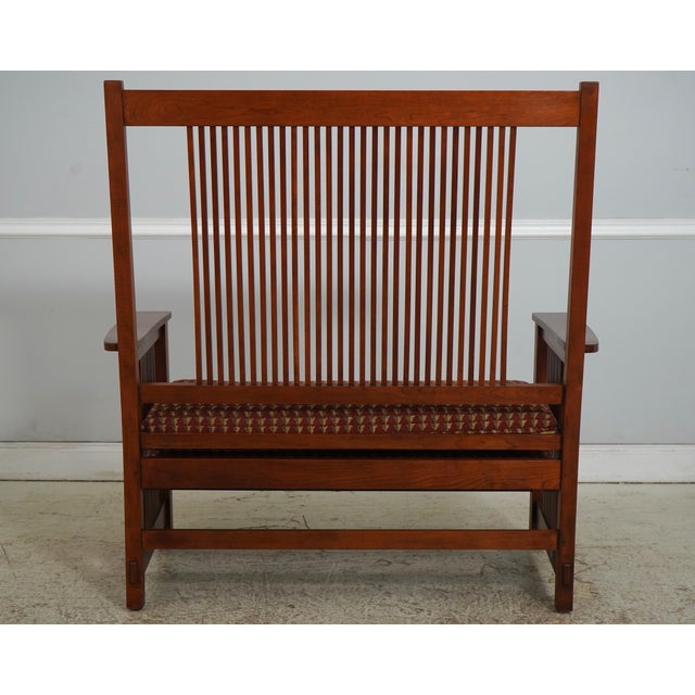 Stickley Mission Cherry Spindle Back Settee For Sale - Image 13 of 18