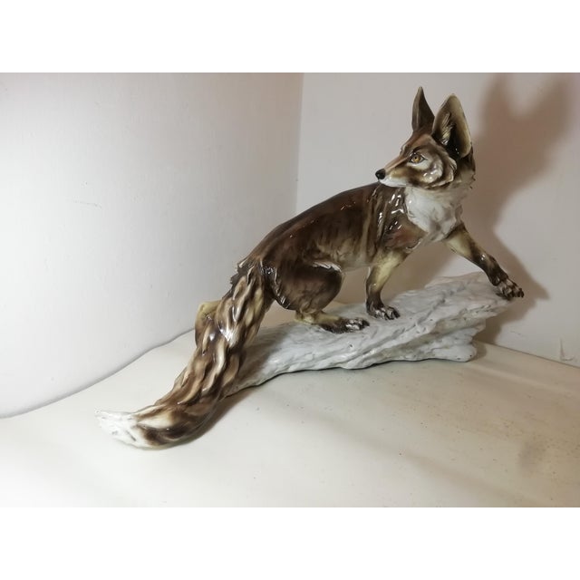 Large ceramic fox modeled and produced by guido cacciapuoti. an object that evokes the colors and atmosphere of the...