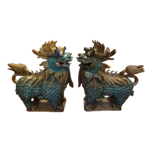 Large Pair of Antique Chinese Porcelain Foo Dogs