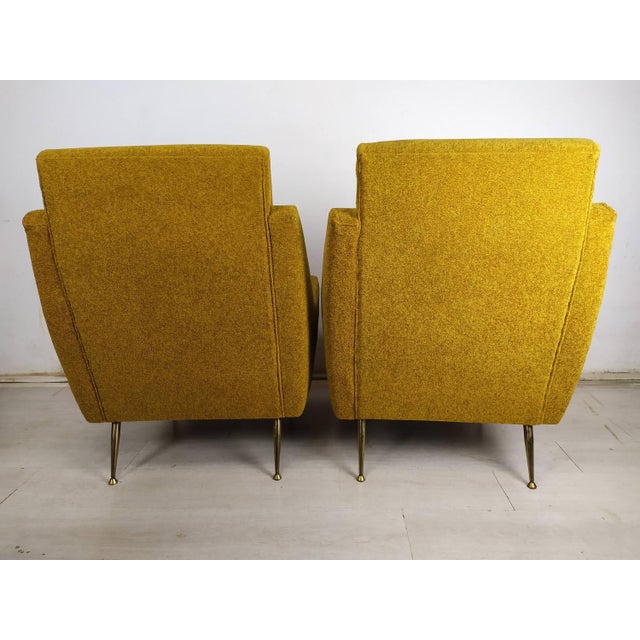Metal Set of Vintage Mustard Velvet Armchairs, 1960s For Sale - Image 7 of 18