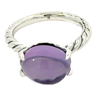 1990s David Yurman Amethyst Ring Size 7 Silver Estate For Sale