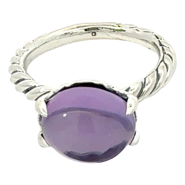 1990s David Yurman Amethyst Ring Size 7 Silver Estate For Sale