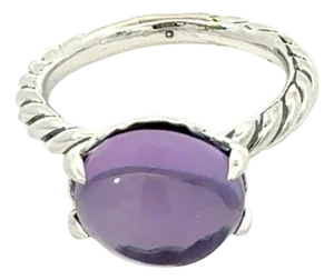 1990s David Yurman Amethyst Ring Size 7 Silver Estate