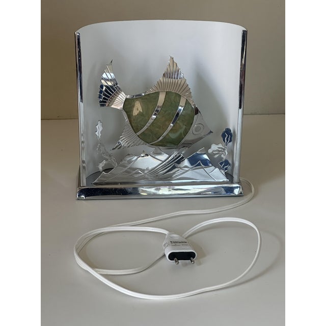 Vintage Fish Lamp in Chrome-Plated Brass, 1950s For Sale - Image 9 of 18