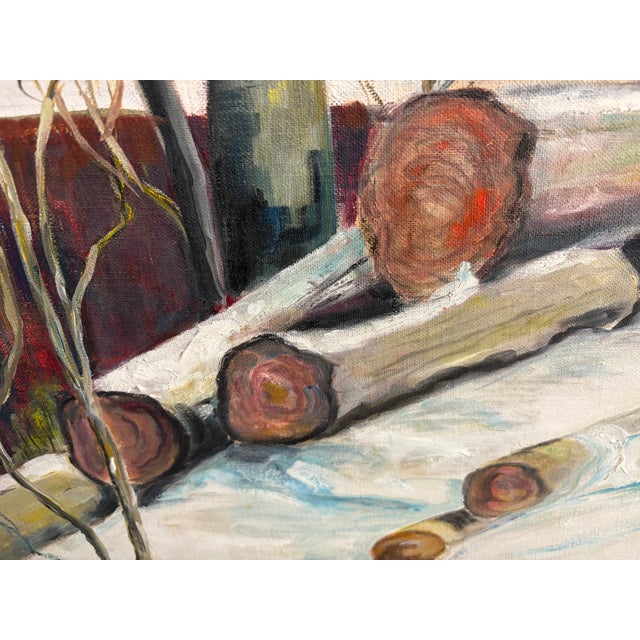 Large 1963 Signed Oil Painting Winter Landscape Red Barn Snow Scene Rustic Farm by L. Brade For Sale - Image 16 of 18