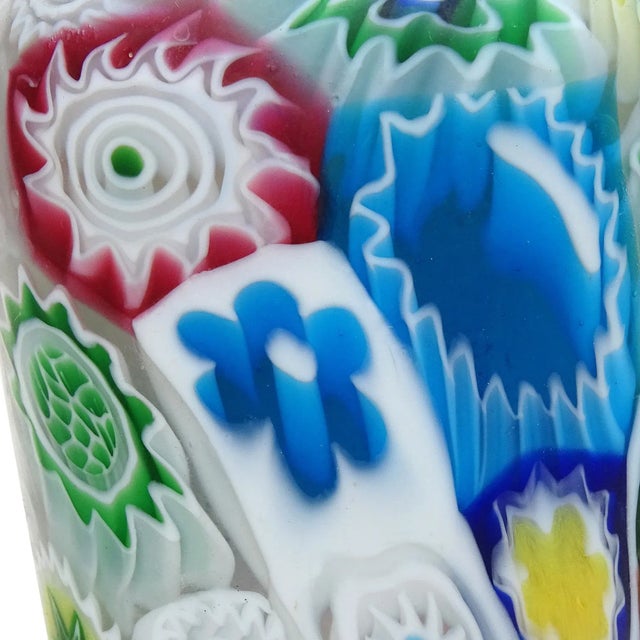 Early 20th Century Fratelli Toso Murano Antique Early Millefiori Flowers Mosaic Italian Art Glass Ornate Handle Cabinet Vase For Sale - Image 5 of 8