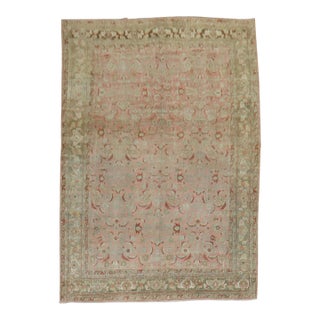 Deer Head Pink Antique Persian Bidjar Pictorial Room Size Rug For Sale
