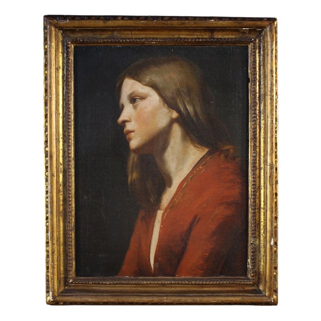 Italian Artist, Portrait of a Young Girl, 1850, Oil on Canvas, Framed For Sale