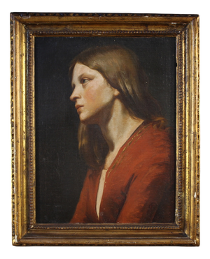 Italian Artist, Portrait of a Young Girl, 1850, Oil on Canvas, Framed
