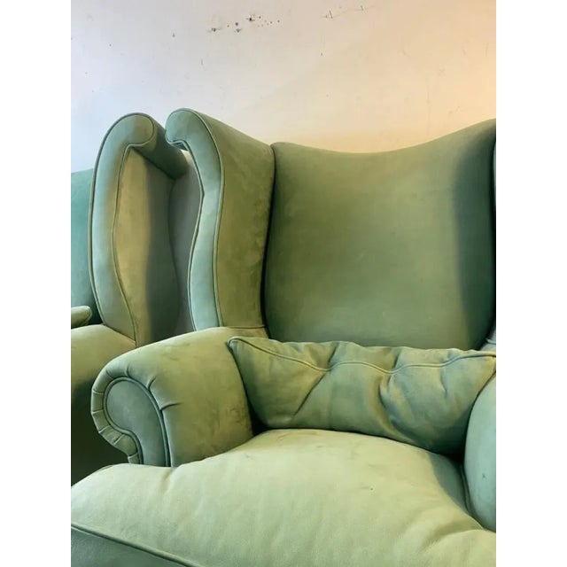 Aqua 1990s Advant Garde Wing Chairs in the Manner of Salvador Dali - A Pair For Sale - Image 8 of 10