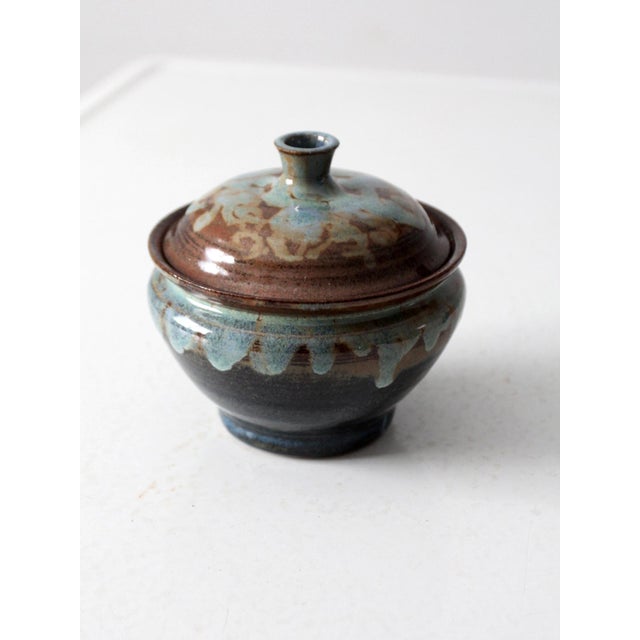 Vintage Handmade Pottery Bowl With Lid For Sale - Image 6 of 10