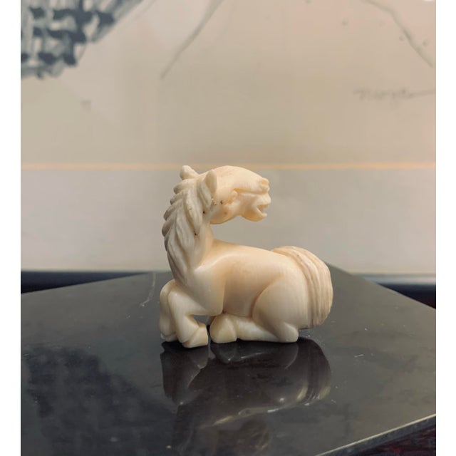 Bone Antique Japanese Netsuke of a Reclining Horse For Sale - Image 7 of 12