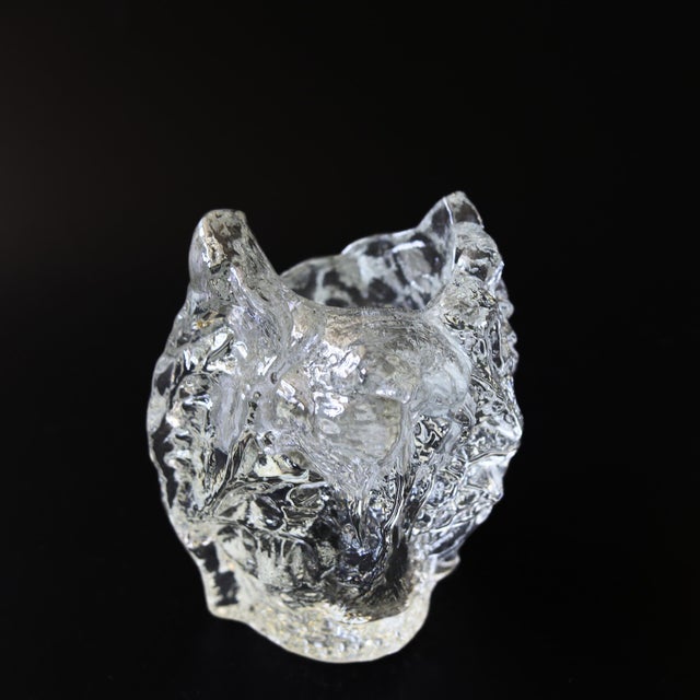 Vintage Glass Candleholder Designed by Pertti Santalahti for Humppila Finland Mid-Center