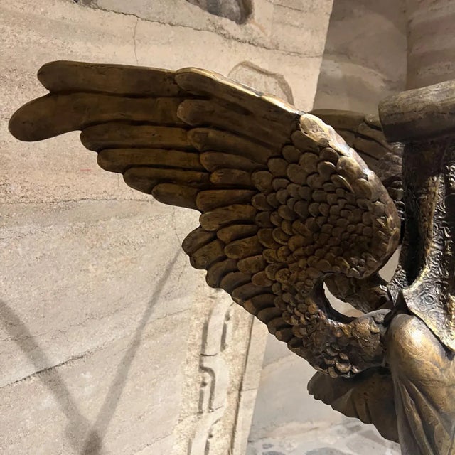 Metal Greek Sphinx Sculpture Female Bronze Forged Steel For Sale - Image 7 of 13