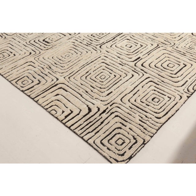 Modern Quagmire Black and White Geometric Wool Rug by Doris Leslie Blau For Sale In New York - Image 6 of 7