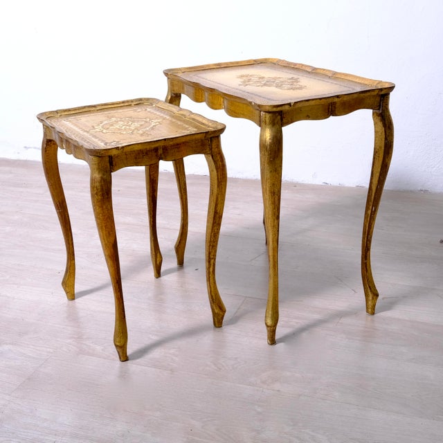1950s Neo-Classical Florentine Nesting Tables, Italy, 1960s, Set of 2 For Sale - Image 5 of 17