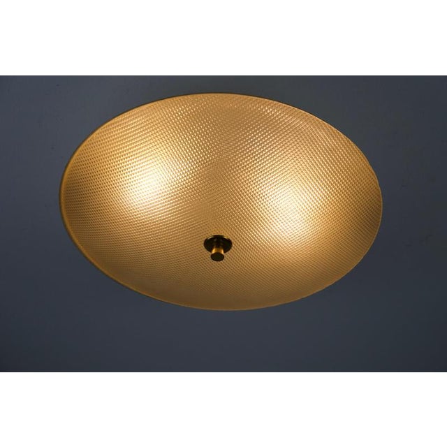 1960s Mid-Century Modern Round Brass and Glass Flush Mount from Stilnovo, Italy, 1960s For Sale - Image 5 of 9