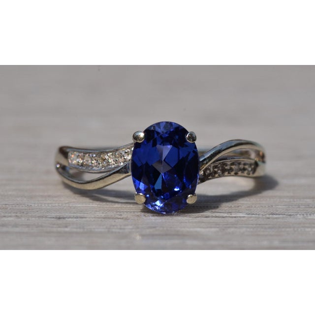 Light Gray The Mountain Pass: White Gold Diffused Sapphire Bypass Ring For Sale - Image 8 of 10