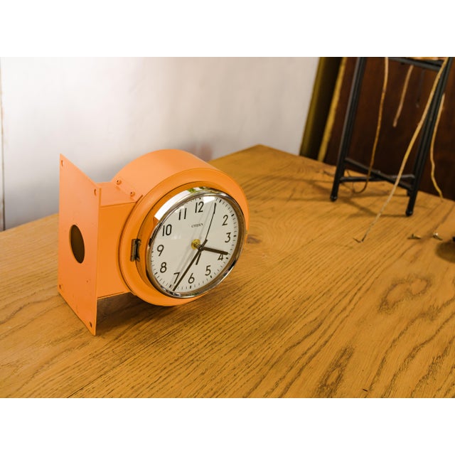 Metal Orange Double-Sided Slave Clock from Citizen, 1980s For Sale - Image 7 of 14